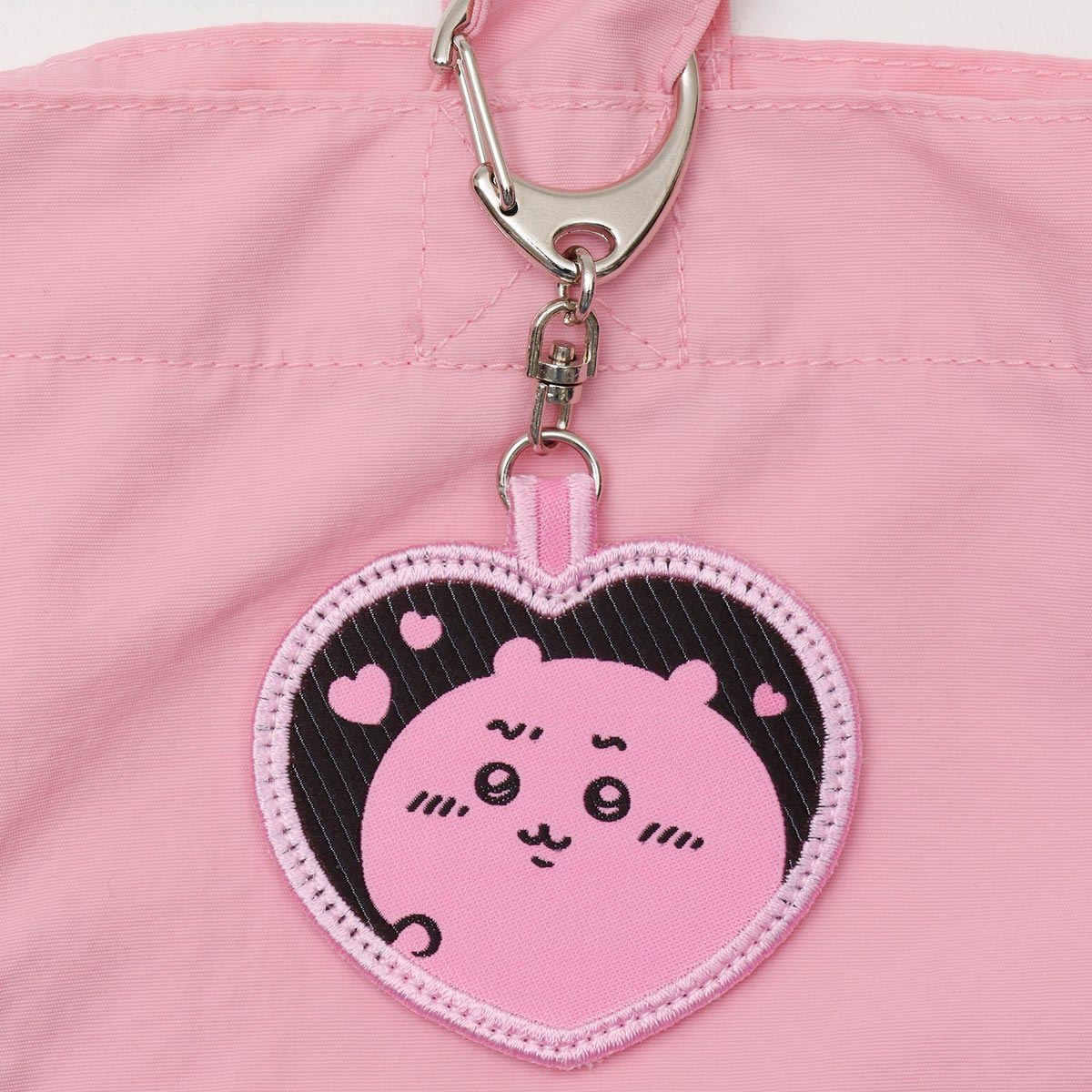 ちいかわ 刺繍トートバッグ ちいかわハート ピンク  (刺繍キーホルダー付)