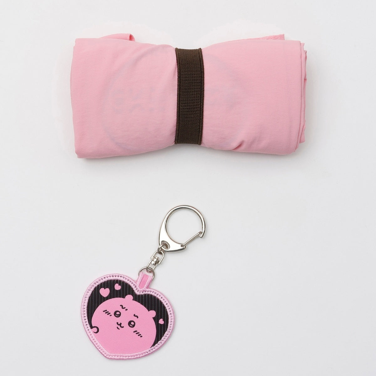 ちいかわ 刺繍トートバッグ ちいかわハート ピンク  (刺繍キーホルダー付)