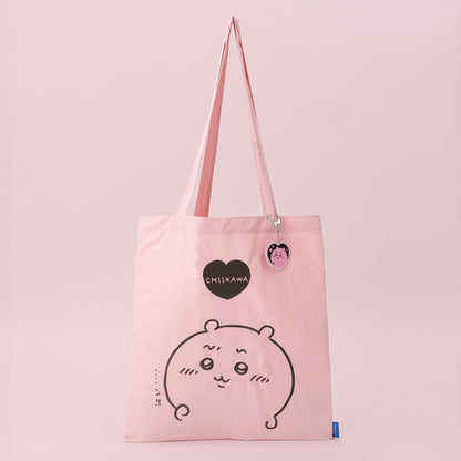 ちいかわ 刺繍トートバッグ ちいかわハート ピンク  (刺繍キーホルダー付)