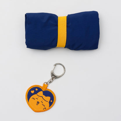 ちいかわ 刺繍トートバッグ ハチワレハート ブルー  (刺繍キーホルダー付)