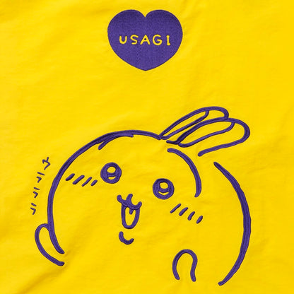 ちいかわ 刺繍トートバッグ うさぎハート イエロー  (刺繍キーホルダー付)