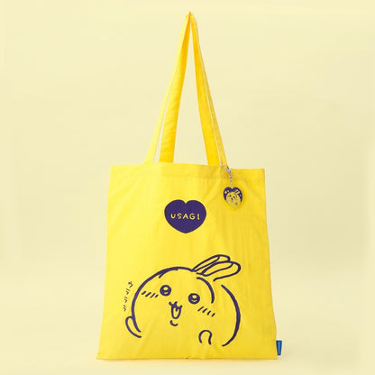 ちいかわ 刺繍トートバッグ うさぎハート イエロー  (刺繍キーホルダー付)