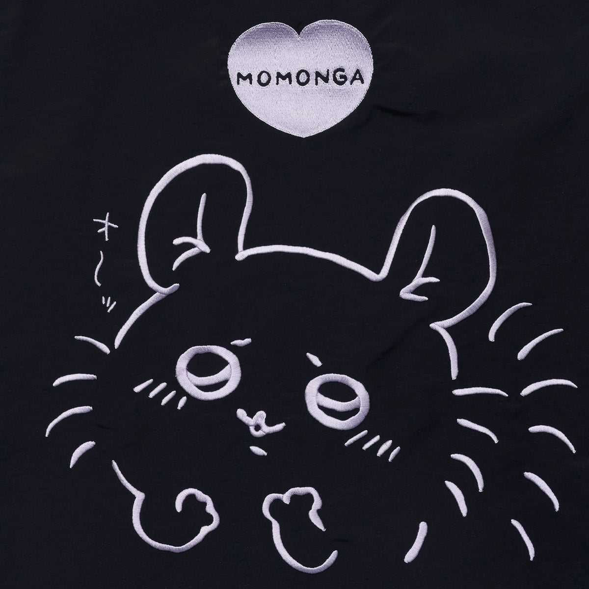 ちいかわ 刺繍トートバッグ モモンガハート ブラック  (刺繍キーホルダー付)