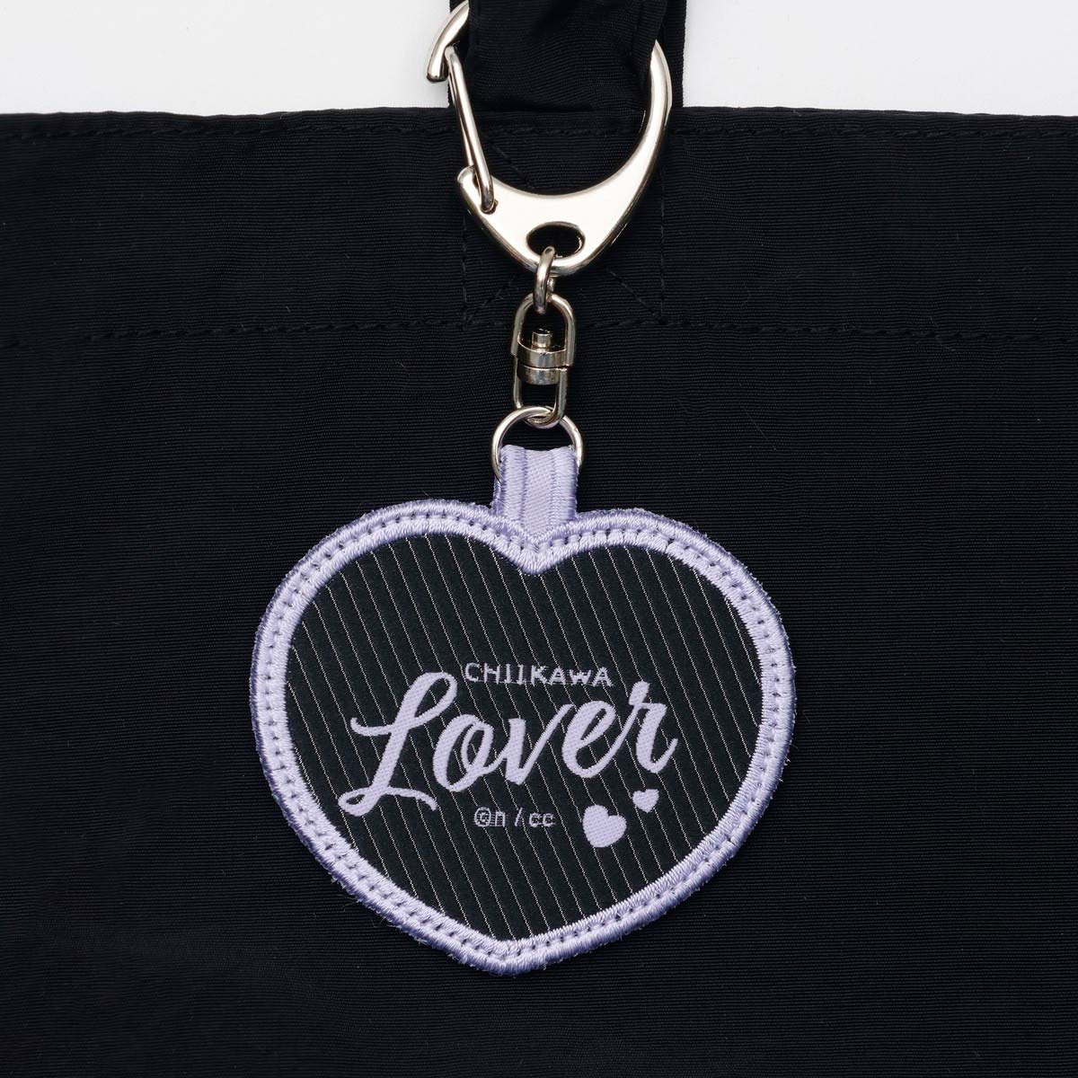 ちいかわ 刺繍トートバッグ モモンガハート ブラック  (刺繍キーホルダー付)