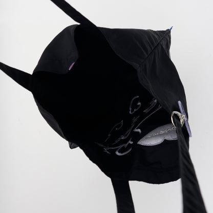 ちいかわ 刺繍トートバッグ モモンガハート ブラック  (刺繍キーホルダー付)