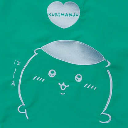 ちいかわ 刺繍トートバッグ くりまんじゅうハート グリーン  (刺繍キーホルダー付)