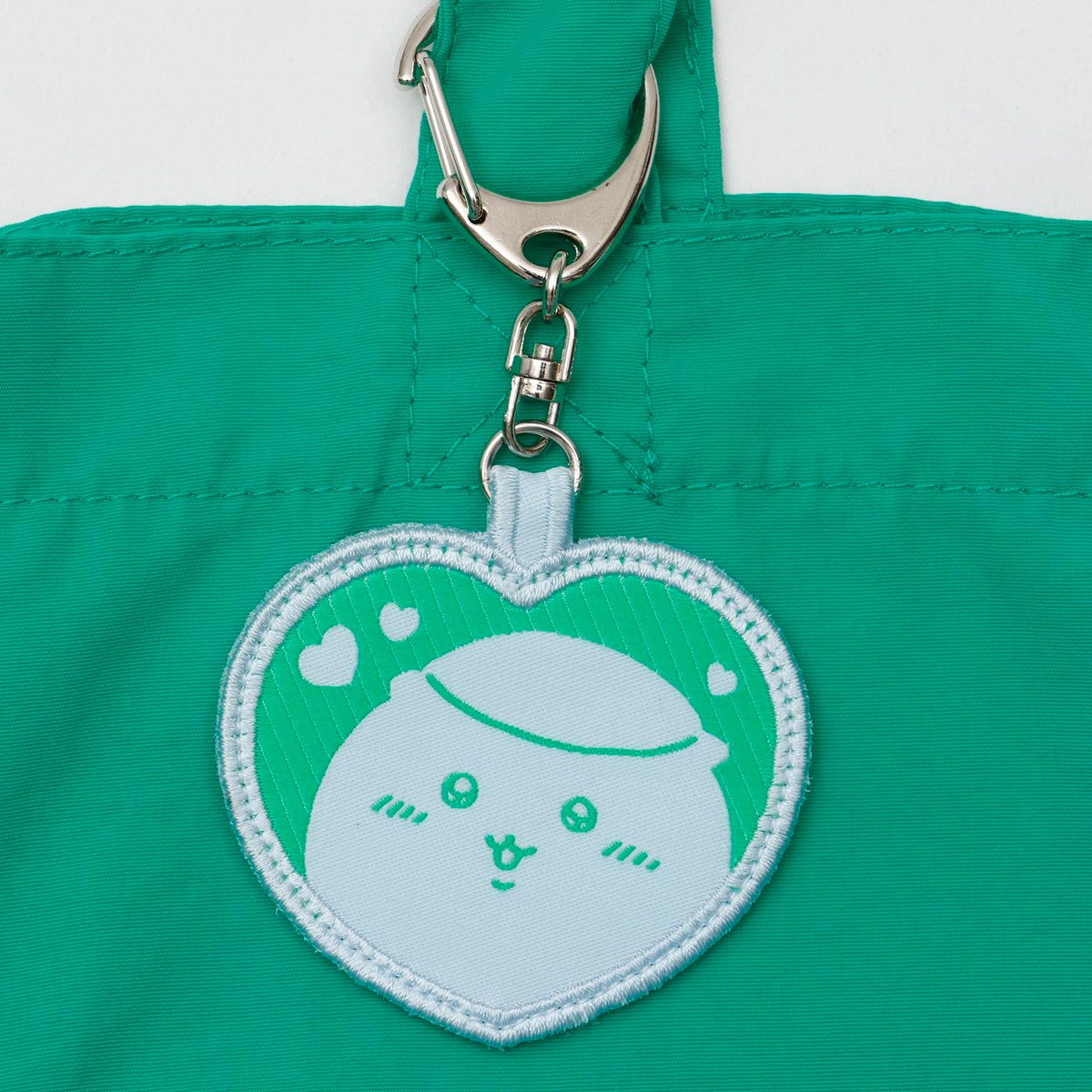 ちいかわ 刺繍トートバッグ くりまんじゅうハート グリーン  (刺繍キーホルダー付)