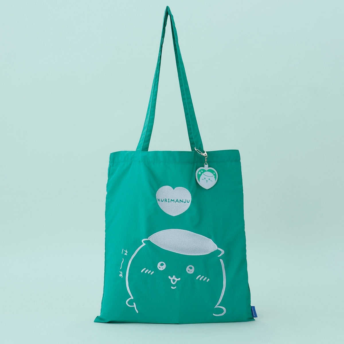 ちいかわ 刺繍トートバッグ くりまんじゅうハート グリーン  (刺繍キーホルダー付)