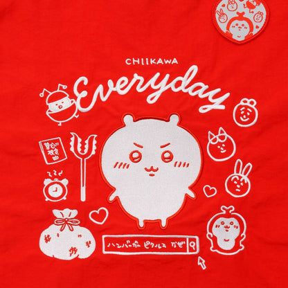 ちいかわ 刺繍トートバッグ ちいかわの毎日 レッド  (刺繍キーホルダー付)