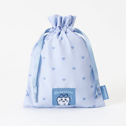 Chiikawa Drawstring Pouch Heart Chocolate Hachiware Blue