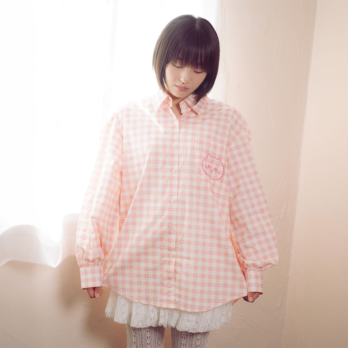 ちいかわ チェックシリーズ シャツ ちいかわ ピンク