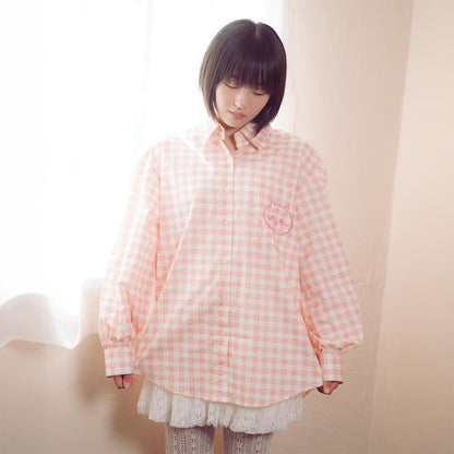 ちいかわ チェックシリーズ シャツ ちいかわ ピンク