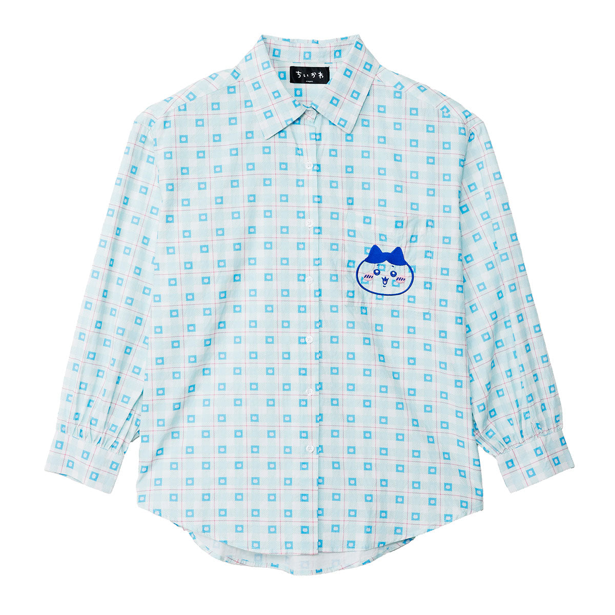 ちいかわ チェックシリーズ シャツ ハチワレ ブルー