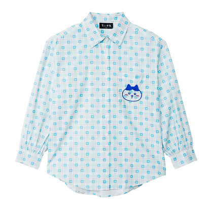 ちいかわ チェックシリーズ シャツ ハチワレ ブルー