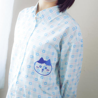 ちいかわ チェックシリーズ シャツ ハチワレ ブルー