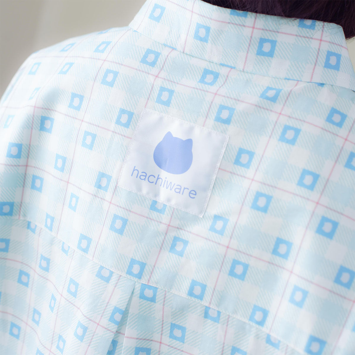 ちいかわ チェックシリーズ シャツ ハチワレ ブルー