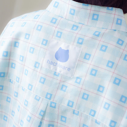 ちいかわ チェックシリーズ シャツ ハチワレ ブルー