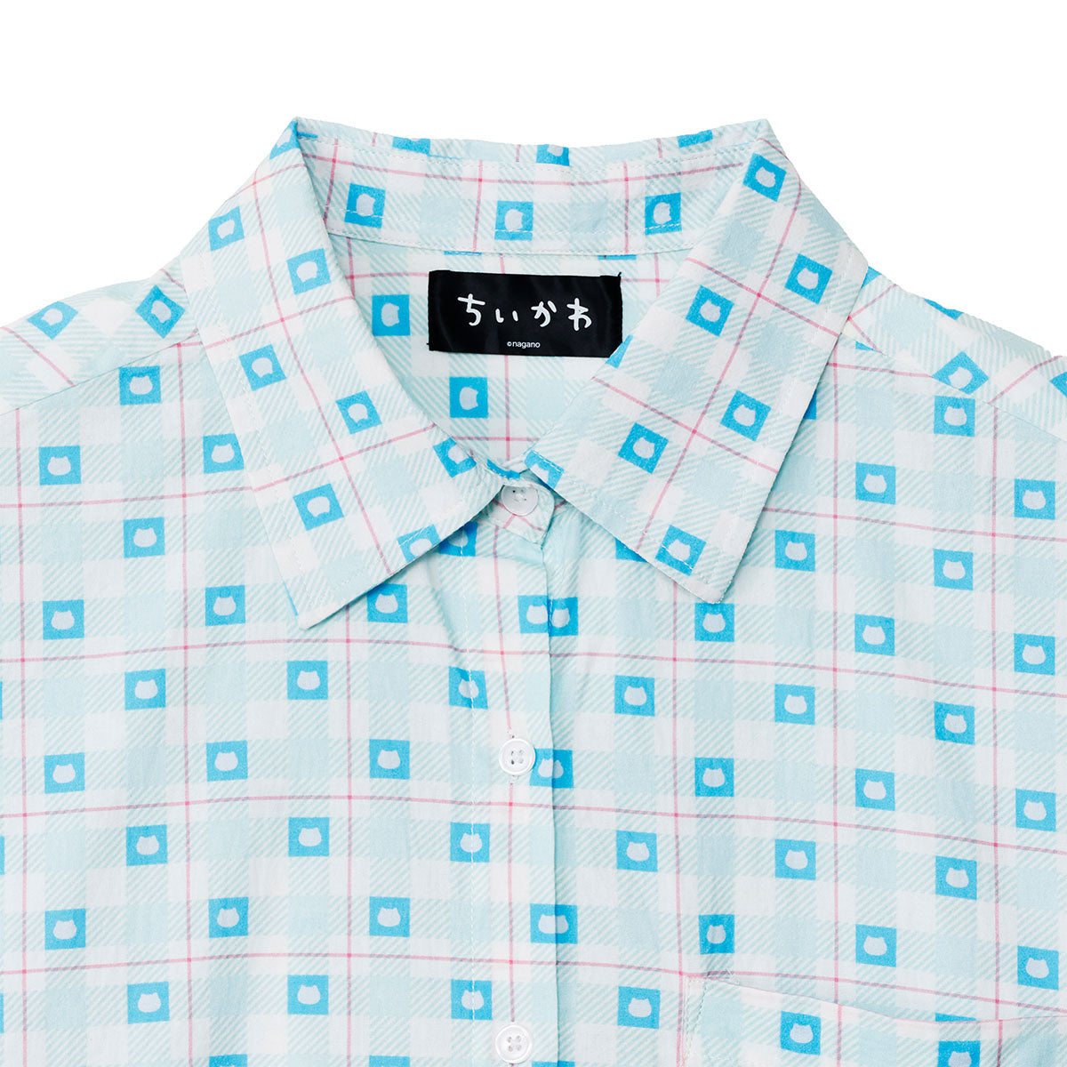 ちいかわ チェックシリーズ シャツ ハチワレ ブルー