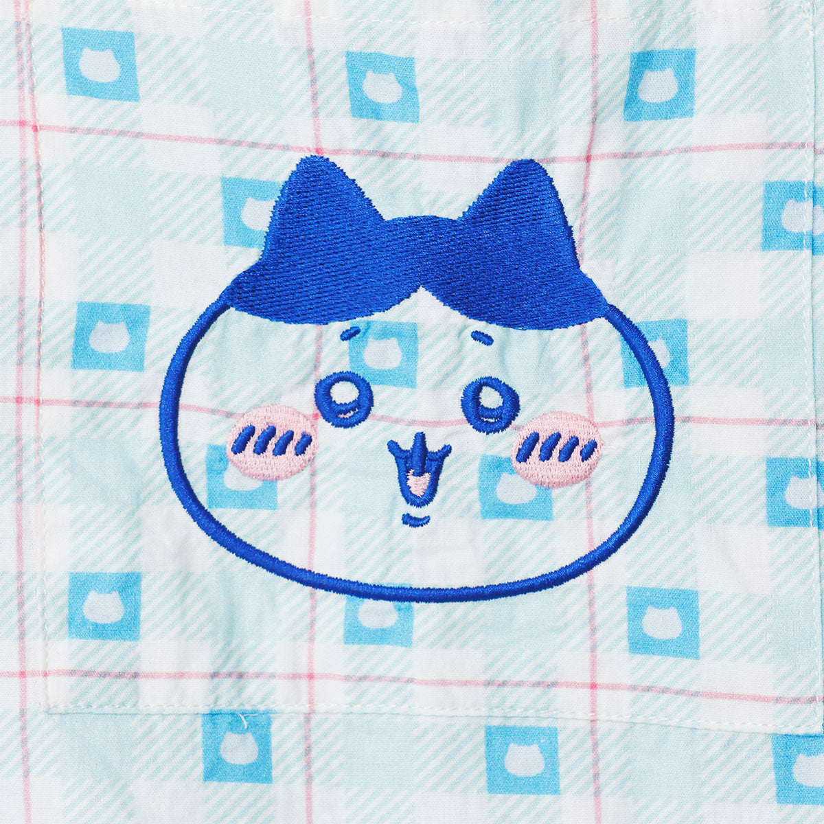 ちいかわ チェックシリーズ シャツ ハチワレ ブルー