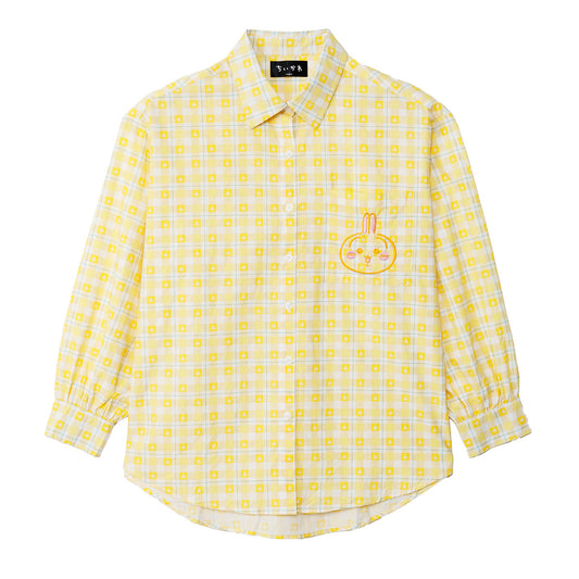 ちいかわ チェックシリーズ シャツ うさぎ イエロー
