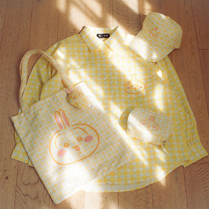 ちいかわ チェックシリーズ シャツ うさぎ イエロー