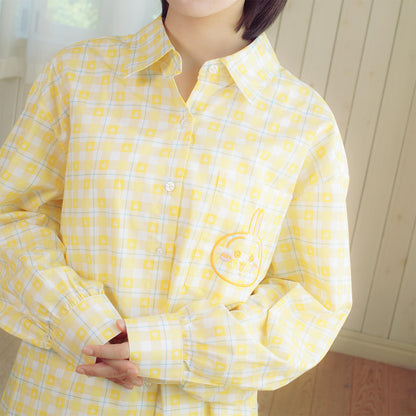 ちいかわ チェックシリーズ シャツ うさぎ イエロー
