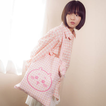 ちいかわ チェックシリーズ トートバッグ（チャーム付き）ちいかわ ピンク