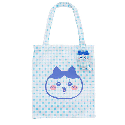 Chiikawa Check Series Tote Bag (with Charm) Hachiware Blue