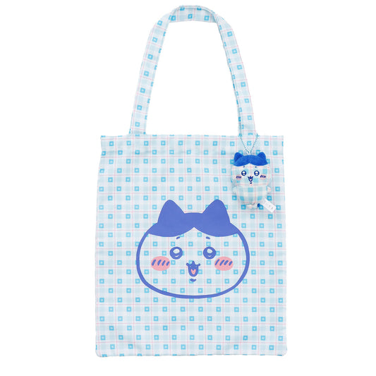 Chiikawa Check Series Tote Bag (with Charm) Hachiware Blue