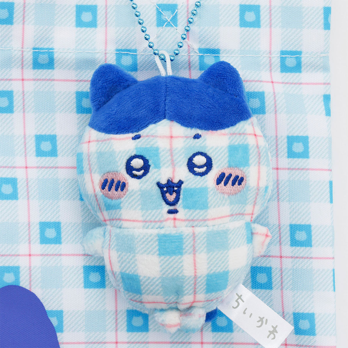 Chiikawa Check Series Tote Bag (with Charm) Hachiware Blue