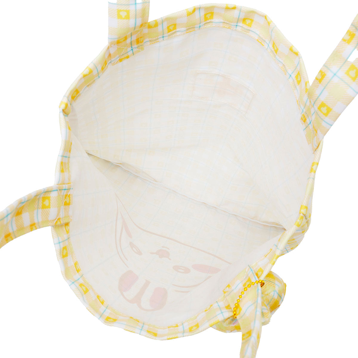 吉伊卡哇 格子系列手提袋 (附吊飾) 兔兔 黃色