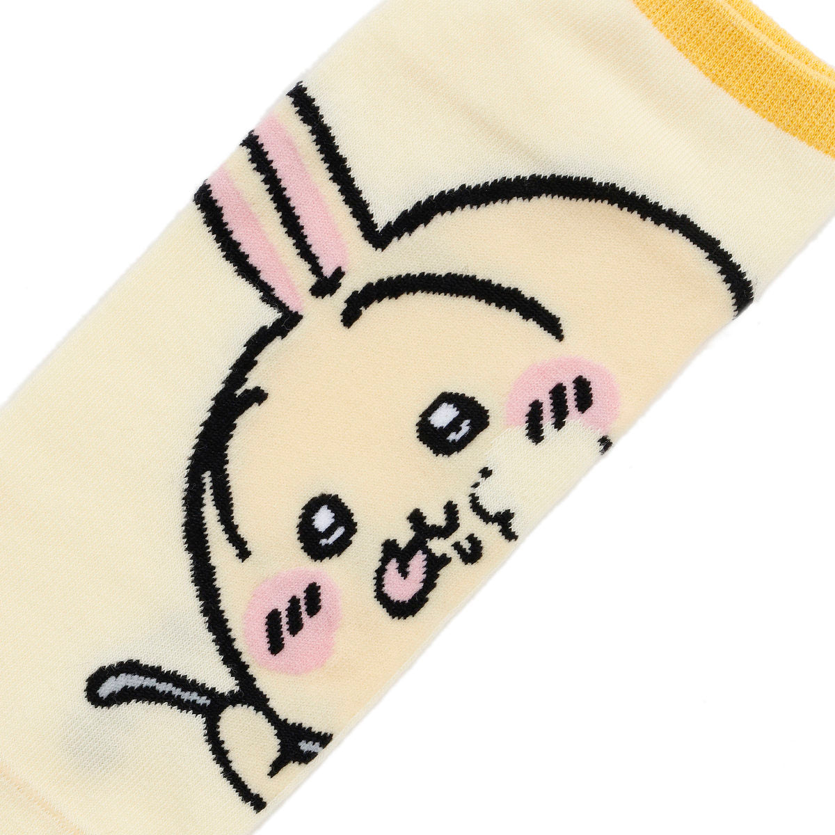 Chiikawa Crew Socks Usagi Close-Up Light Yellow