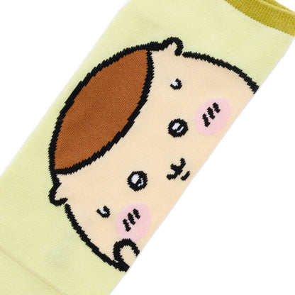 ちいかわ クルーソックス くりまんじゅうアップ ライトグリーン