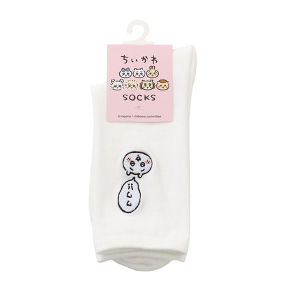 Chiikawa Crew Socks One-Point Embroidery Chiikawa White