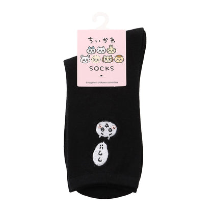 吉伊卡哇 刺繡中筒襪 吉伊卡哇 黑色
