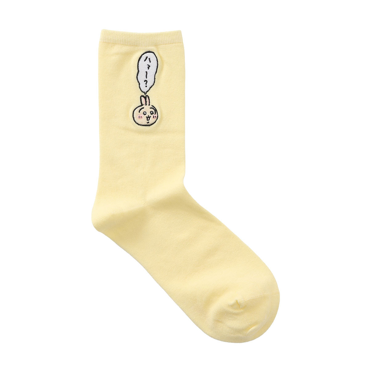 Chiikawa Crew Socks One-Point Embroidery Usagi Pale Yellow