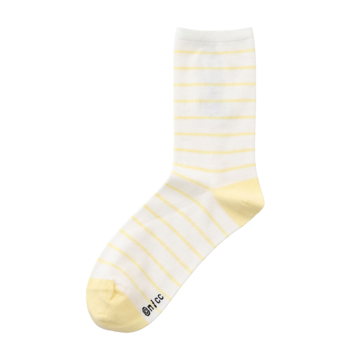 Chiikawa Crew Socks One-Point Embroidery Usagi Border Pale Yellow