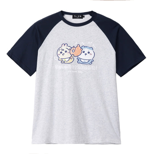 ちいかわ Chiikawa Baby ラグランTシャツ そんないたくない アッシュ/ネイビー