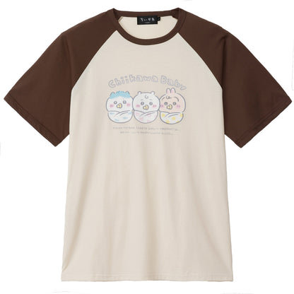 Chiikawa Chiikawa Baby Raglan T-Shirt "Okurumi" Beige/Brown