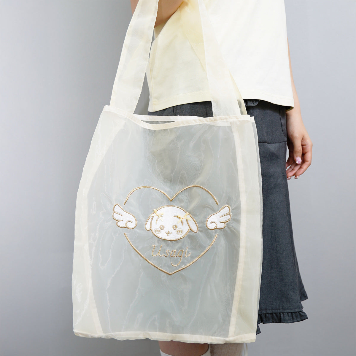 吉伊卡哇 Go!HARAJUKU 歐根紗包 蝴蝶結 黃色 (兔兔)