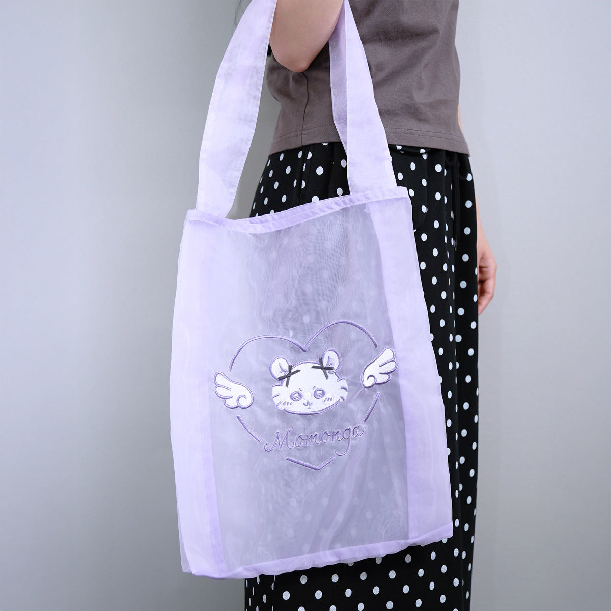 Chiikawa Go!HARAJUKU Organza Bag Ribbon Ribbon Purple (Momonga)