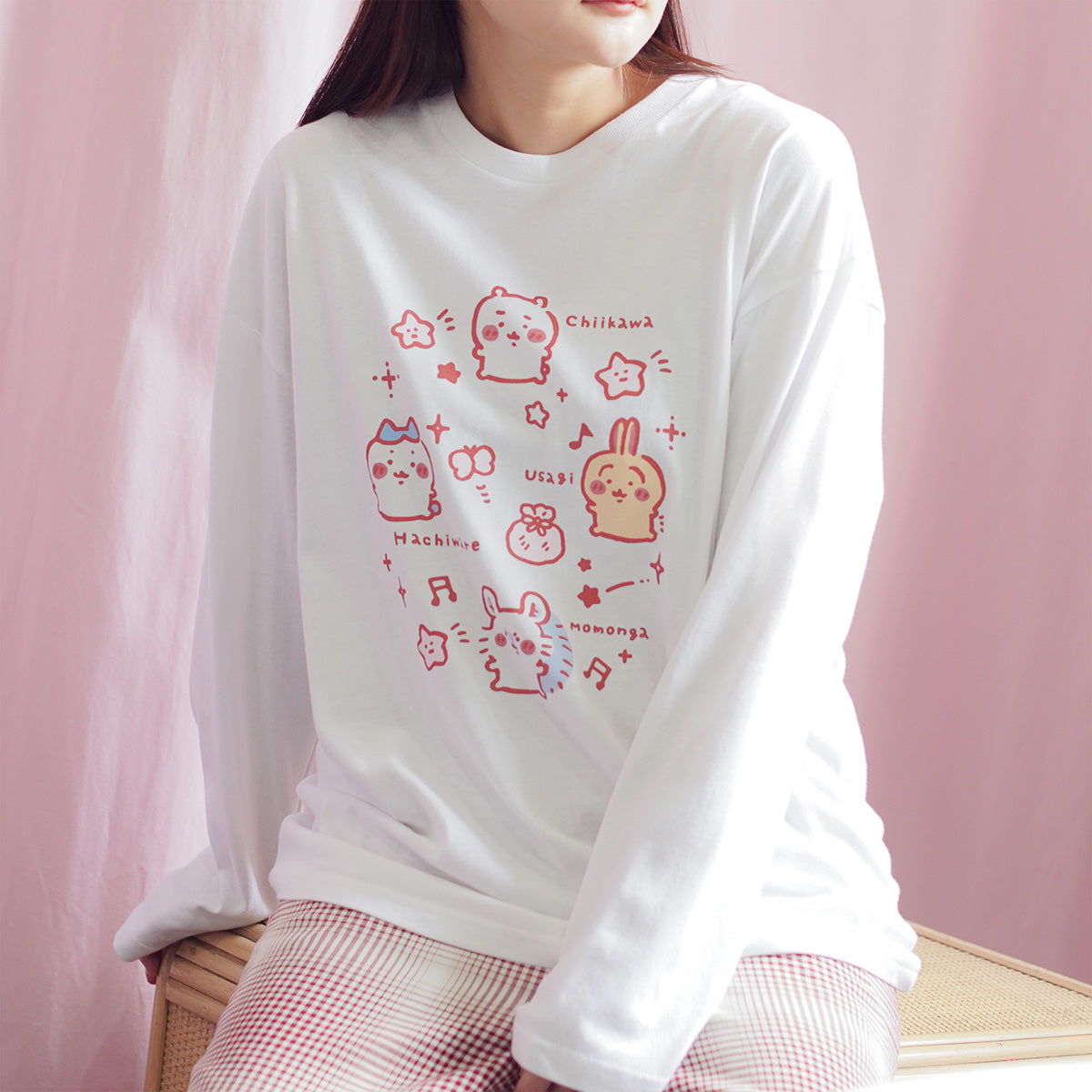 吉伊卡哇 长袖T恤 小家伙 白色