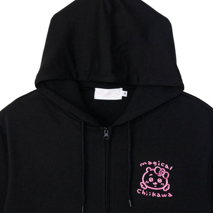 Chiikawa Magical Chiikawa Zip-up Hoodie Kirakira Black
