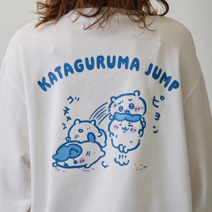 吉伊卡哇 衛衣 騎肩跳躍 白色