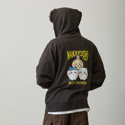 Chiikawa Zip-up Hoodie "Friendly Trio" Sumi