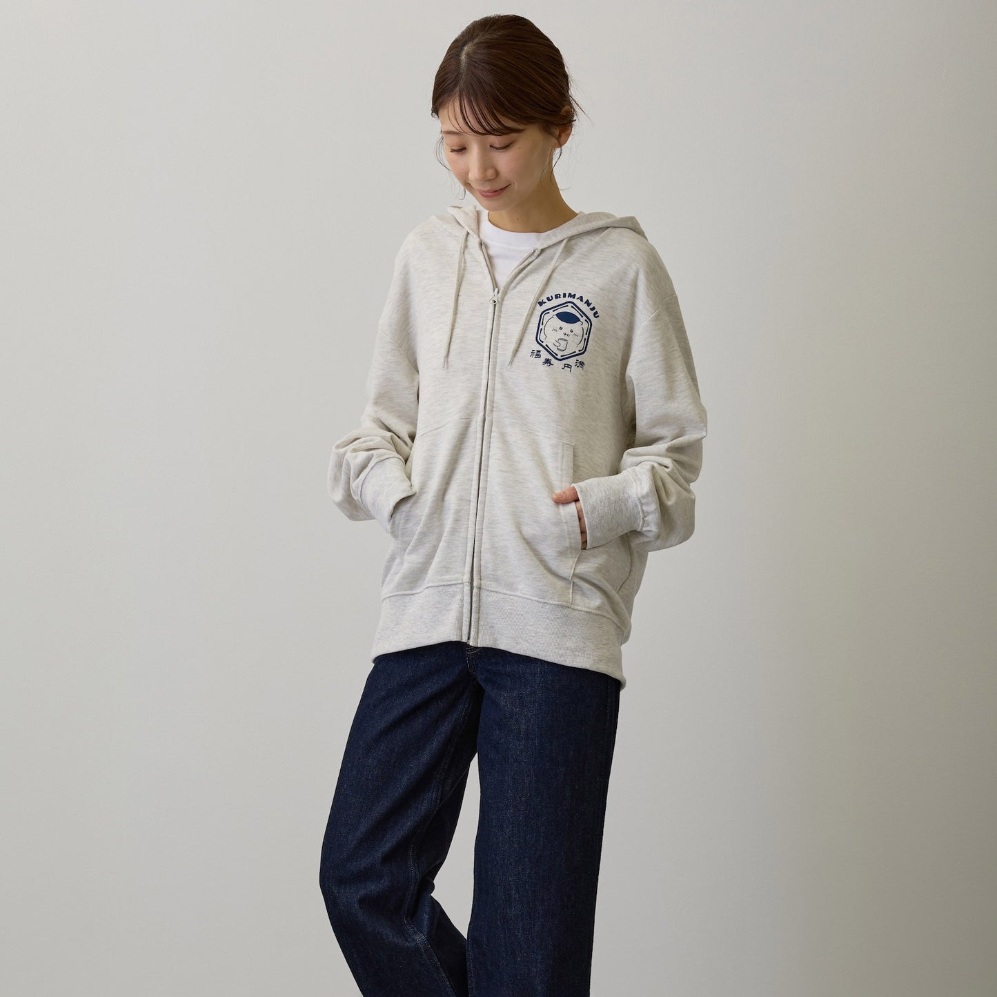 吉伊卡哇 拉链卫衣 福寿圆满 灰色