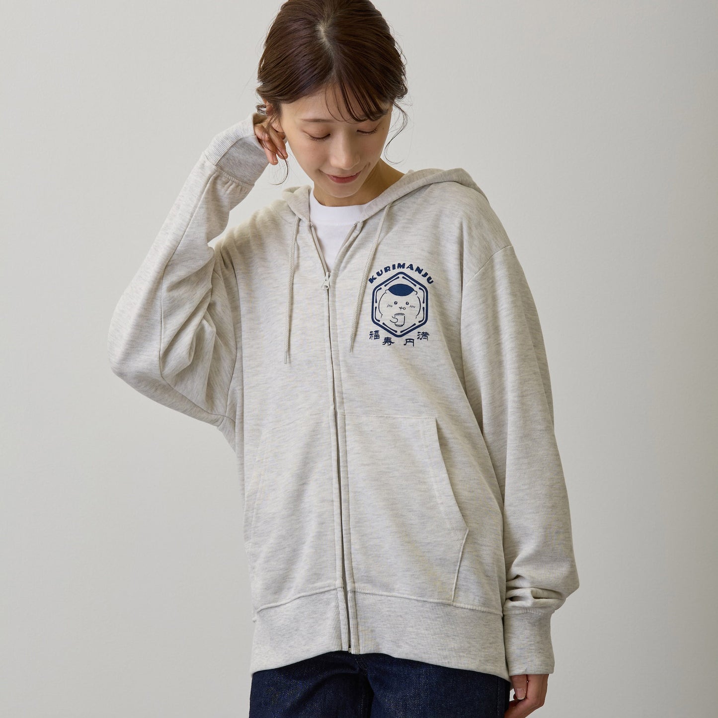 吉伊卡哇 拉链卫衣 福寿圆满 灰色