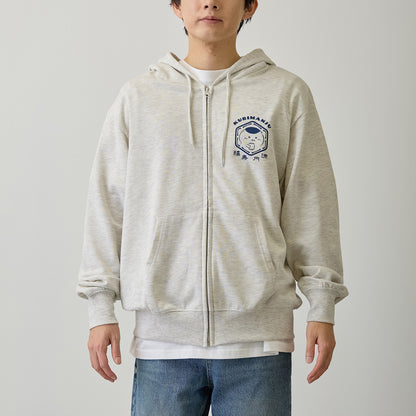 Chiikawa Zip-up Hoodie "Fukuju Enman" Ash