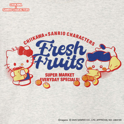 吉伊卡哇 × 三麗鷗角色 T恤 超市 小八貓・凱蒂貓 灰色