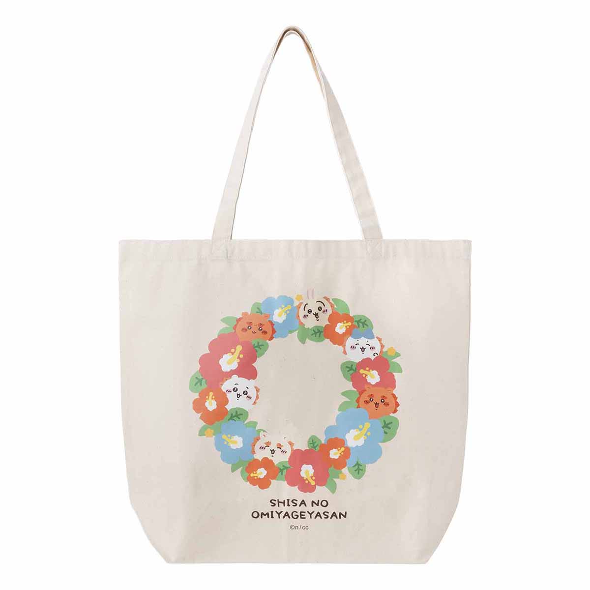 Chiikawa Shisa's Souvenir Shop Large Tote Bag (Hibiscus)